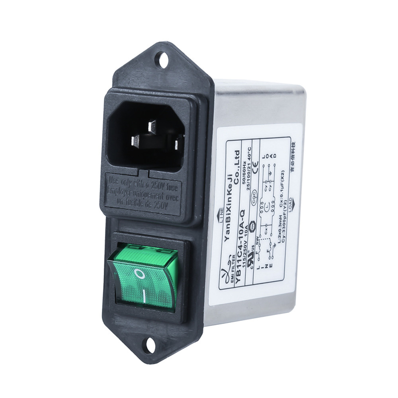 220V 10A IEC Inlet EMI Filter مرشح وحدة إدخال الطاقة لإمداد الطاقة الصغيرة